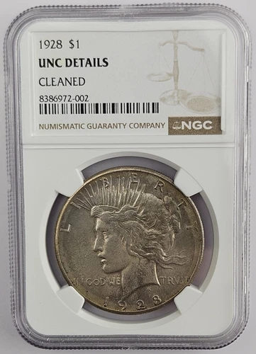 1928 P Philadelphia Mint Peace Silver Dollar $1 NGC UNC Details Cleaned
