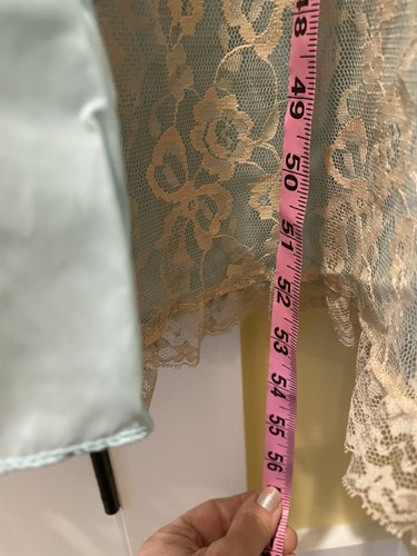 Odette Barsa Vintage Budoir Retro Lace Beige Blue Nylon Full Length Robe Sz M - Picture 10 of 15