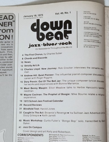 DOWN BEAT 8 MAGAZINE LOT 1973 DOWNBEAT JAZZ WILLIE BOBO CURTIS FULLER SAX VTG 70 - Imagen 5 de 20