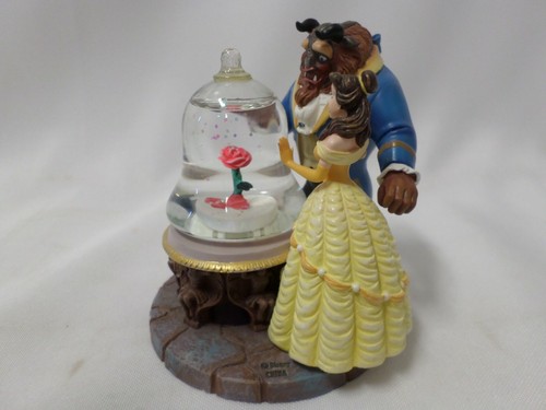 Disney Store Beauty & The Beast Small Snow Globe w/ Rose 3.75" Tall Resin - 第 1/9 張圖片