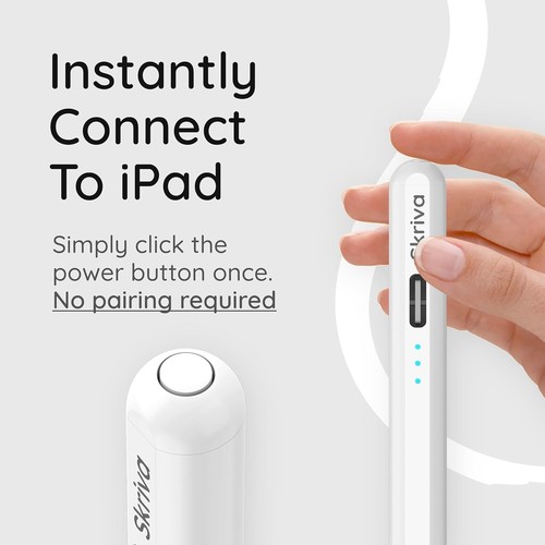 Skriva Stylus Pen for iPad with Tilt, Palm Rejection, USB-C & Case - Zdjęcie 3 z 8