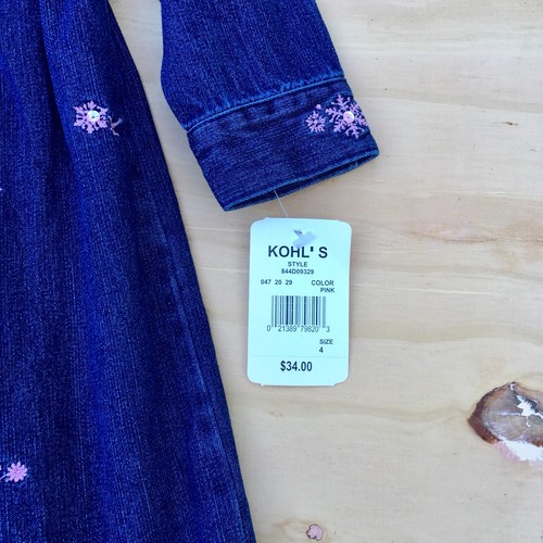 Oshkosh B'Gosh Girls Denim Jean Skirt Dress, Pink (Star Design), Size: 4 - New - Picture 2 of 10