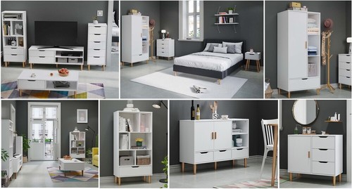 Chest of 4 Drawers Bedroom Storage Solid Wood Legs Scandi Style Bedside Table - Picture 17 of 45