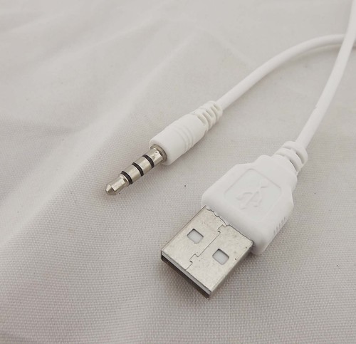 3.5mm Aux Audio Plug To USB 2.0 Male Charge Cable Adapter Cord for Car MP3 White - Picture 2 of 4