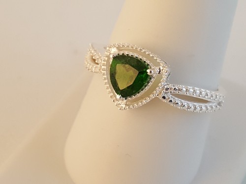 Smaragd-grüner CZ Sterling Silber Ring Gr. STS China Billionen Form - Bild 11 von 11