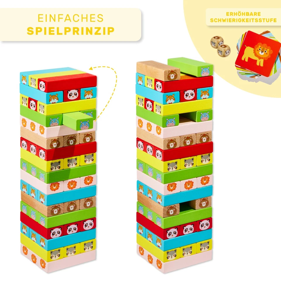 Wackelturm Jenga Magic Tower Stapelturm aus Holz - Bild 2 von 4