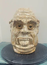 Southern Folk Art Fat Man Face Jug By Melissa Herman