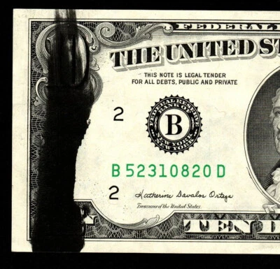 1985 $10 FEDERAL RESERVE NOTE NEW YORK GREEN MAJOR DARK INK SMEAR ERROR UNC