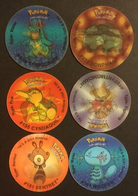 6 X Pokemon Tazos Bundle 2001 Walkers Crisps Lenticular Cyndaquil