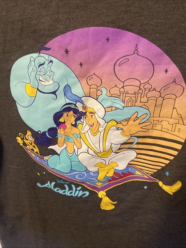 Disney Shirt Womens Small Gray Princess Jasmine & Aladdin Short Sleeves Casual - Picture 4 of 6