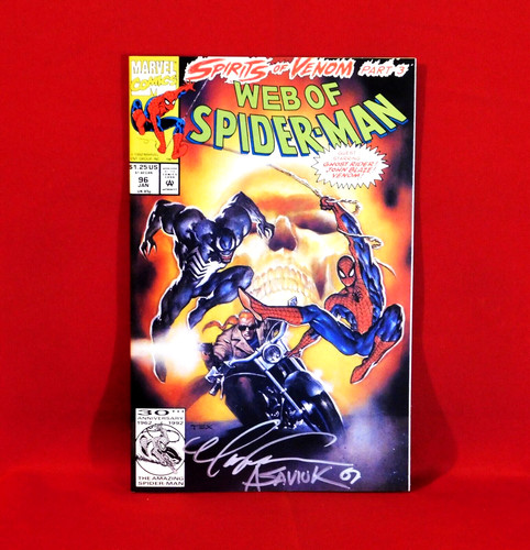 WEB OF SPIDER-MAN #96 VENOM, GHOST RIDER, SIGNED MARK TEXEIRA & ALEX SAVIUK