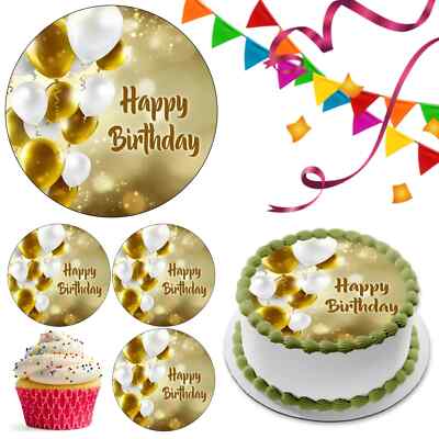 Luftballon Happy Birthday Tortenaufleger Party Deko essbar Feier Cupcake