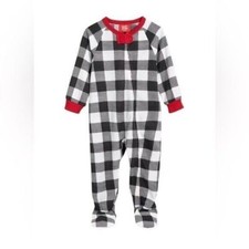 Family Pajamas Matching Baby Thermal Waffle Buffalo Check Footie One-Pieces