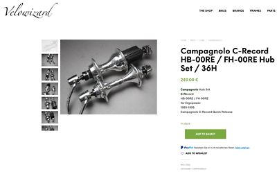 Jeu de moyeux Campagnolo C Record HB-00RE / FH-00RE / 36 H / ESA / Chorus