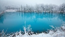 Landscape lake winter snow ice nature cold frost Custom Gaming Mat Desk
