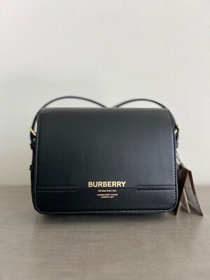 NWT Burberry Grace Leather Shoulder Bag, Black