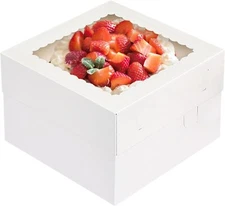 15Pcs Cake Boxes, 12x12x8 Inch White Bakery Boxes with Window Cake Containers...