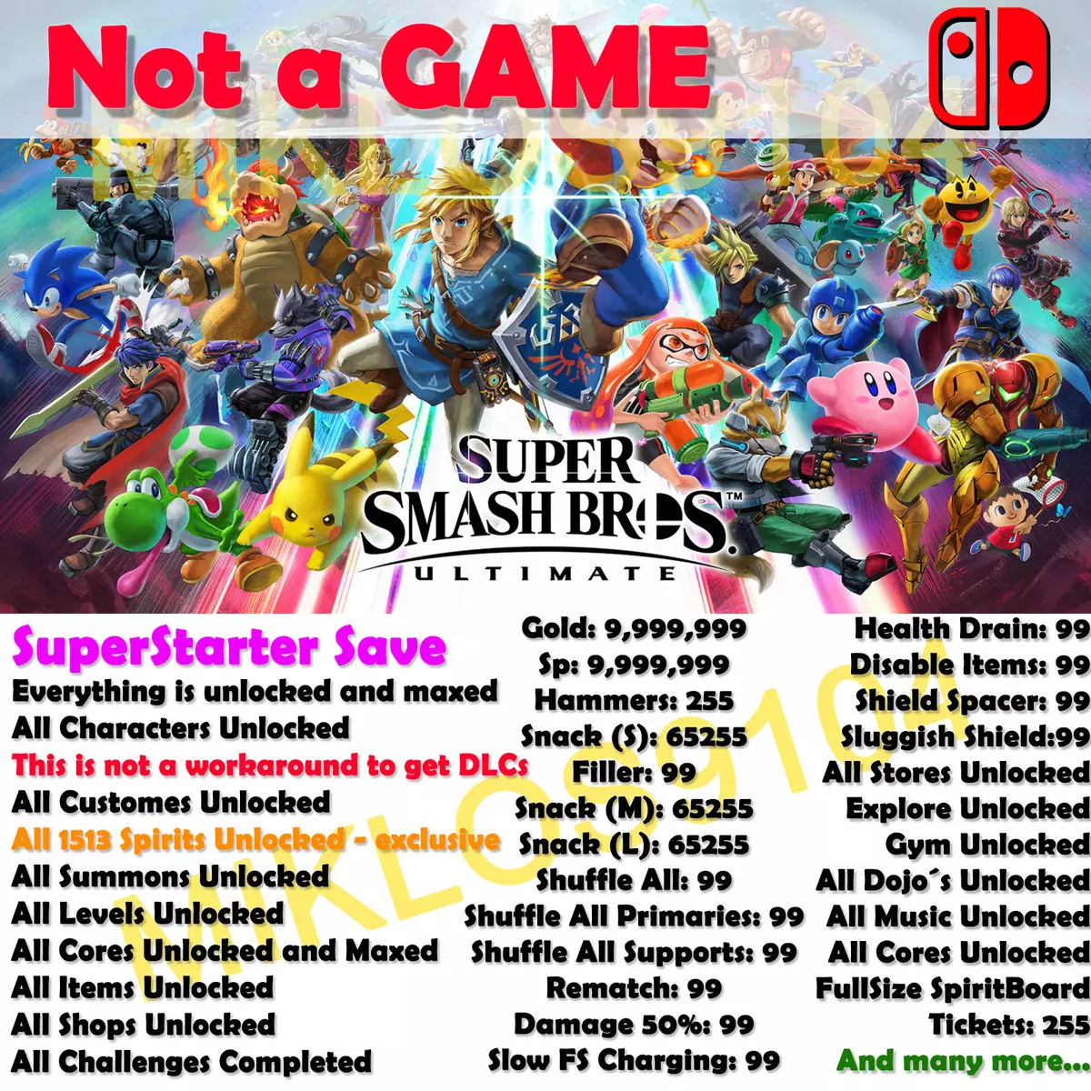 Super Smash Bros Ultimate - Save Data for Nintendo Switch - No