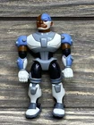 DC Teen Titans 2003 Cyborg Blue White Gray Suit Plastic Action Figure 3.5"