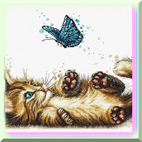 KittyStitch: WhiskerWonder Cross Stitch Kit - Playful Kitten B7013 - Picture 7 of 7