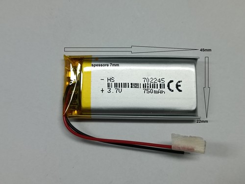 batteria a litio di polimeri 3.7 v 750mha gps auricolari rc arduino bluetooth M - Foto 2 di 3