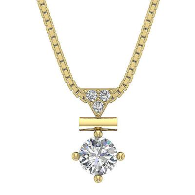 Natural Diamond I1 G 0.50 Ct Fashion Pendant Necklace Prong Set 14K Solid Gold