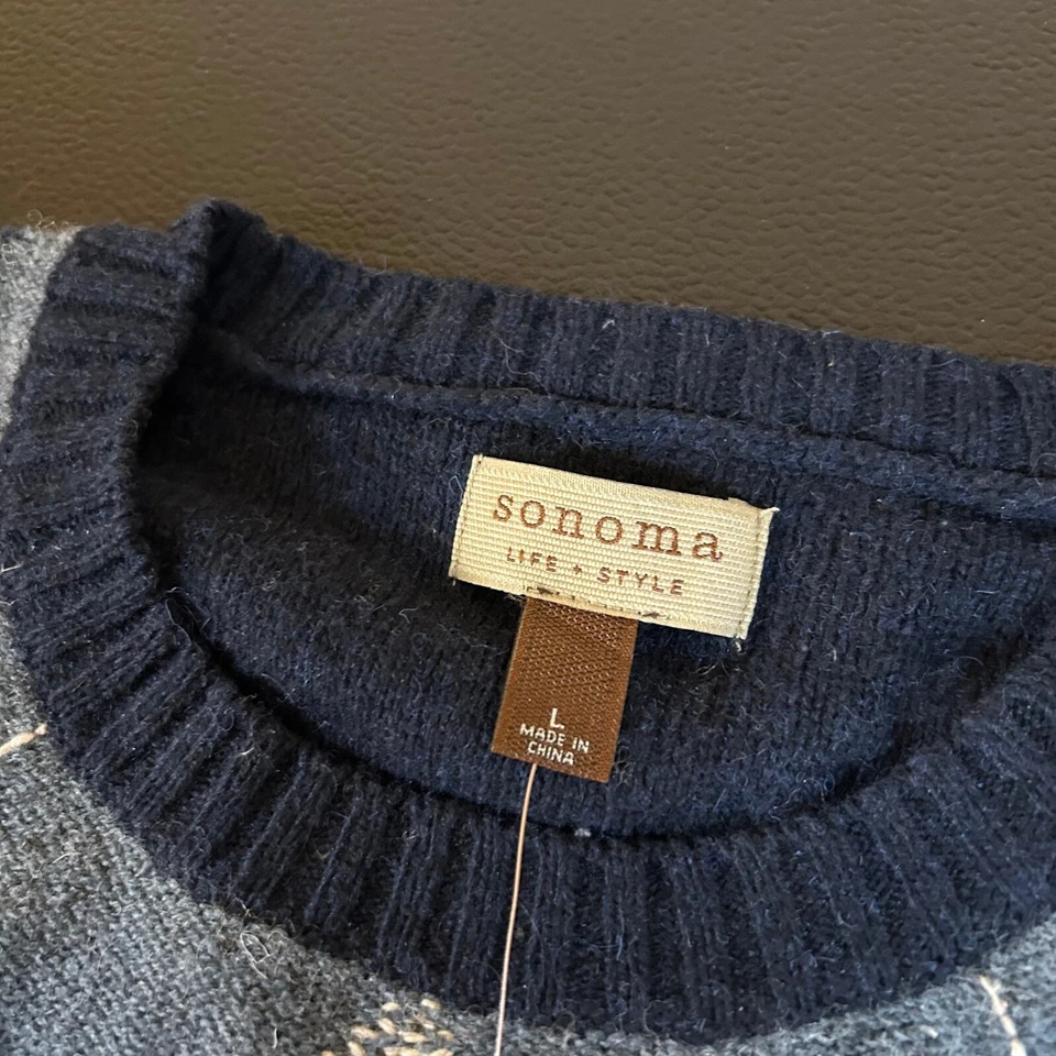 Suéter Sonoma Argyle Clásico Tejido Pullover Lana de Cordero Azul Marino Para Hombres Grande Nuevo con Etiquetas Foto 2 de 4