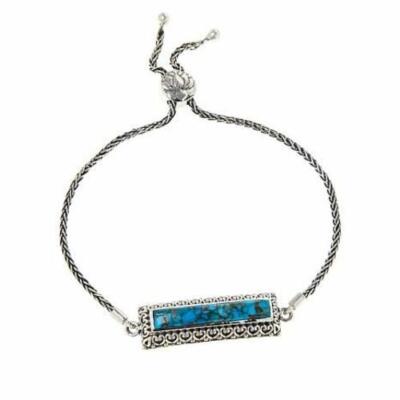 Bali Designs Larimar Bar .925 Sterling Silver Bracelet 7.5