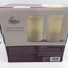 Flameless LED Pillar Candles with Timer New In Box Set Of 2 Home Elements
