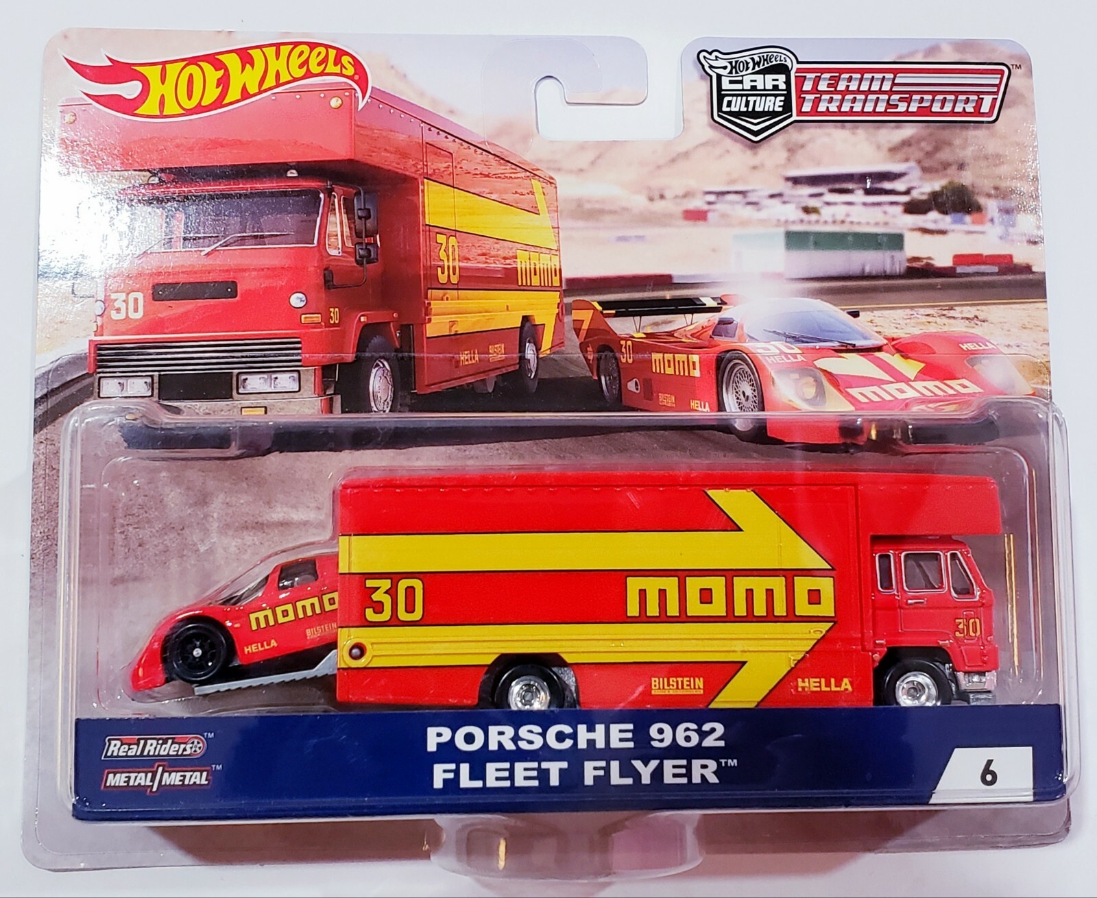 Hot Wheels Porsche 962 Fleet Flyer MOMO Team Transport FLF56-956B 1/64 Diecast & Vehicles Toys