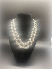Signed NAPIER Vintage Retro Silver Tone Chain Link Graduated Necklace 18 1/4  