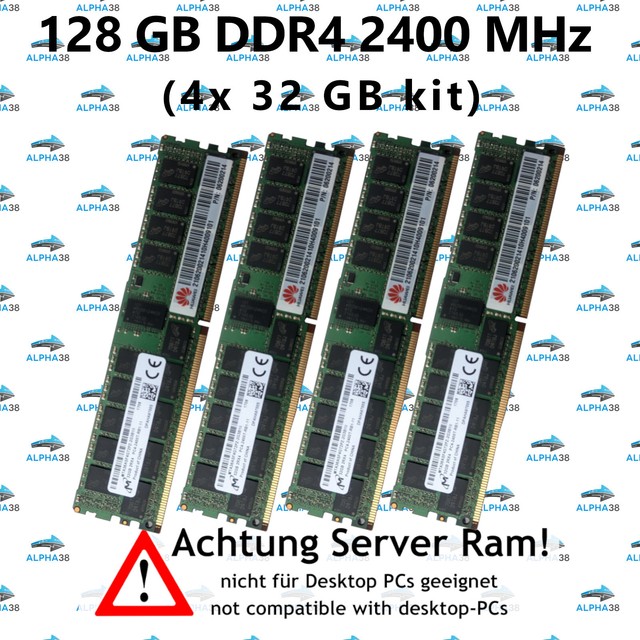 128 GB (4x 32 GB) RDIMM ECC REG DDR4-2400 SuperStorage 2028R-DN2R20L RAM DV9177 128 GB (4x 32 GB) RDIMM ECC REG DDR4-2400 SuperStorage 2028R-DN2R20L RAM DV9177