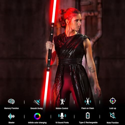 Dueling Light Sabers Motion Control Lightsaber with 16 Sounds Fonts - Black - Picture 5 of 8
