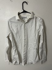 Express Extra Slim Fit Solid Dress Shirt White  Gray Polka Dot Men Small