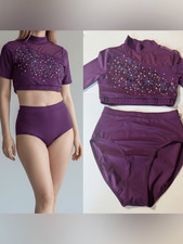 WEISSMAN custom Dance Costume purple 2 piece MT10998 MA-Medium adult