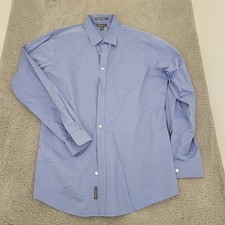 Eddie Bauer Mens Shirt TL Blue Relaxed Fit Wrinkle Free Button Front