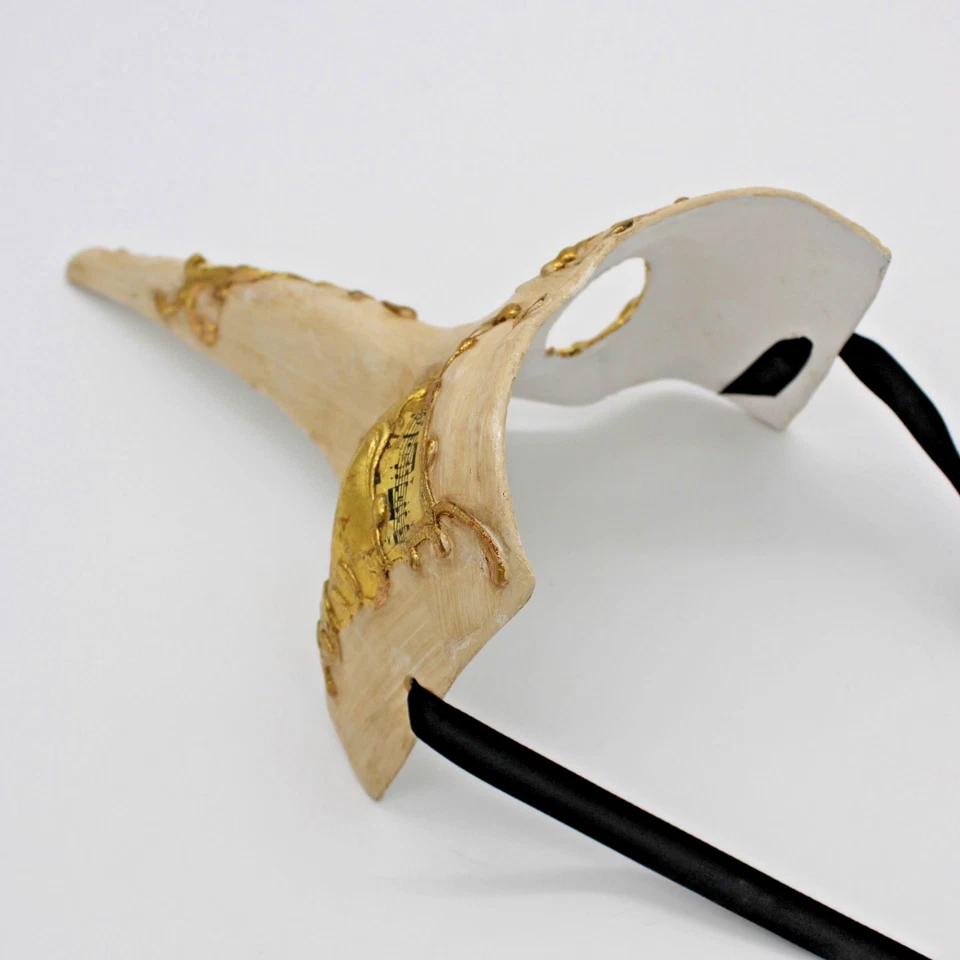 VTG Authentic Venetian Paper Mâché Long Nose Masquerade Mask Ivory & Gold-Leaf - Image 4 of 4