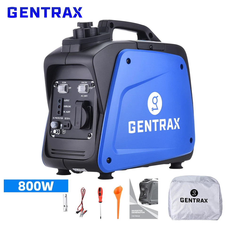 Gentrax Inverter Generator 800W AC/DC Outlet Petrol Home Emergency Backup Power