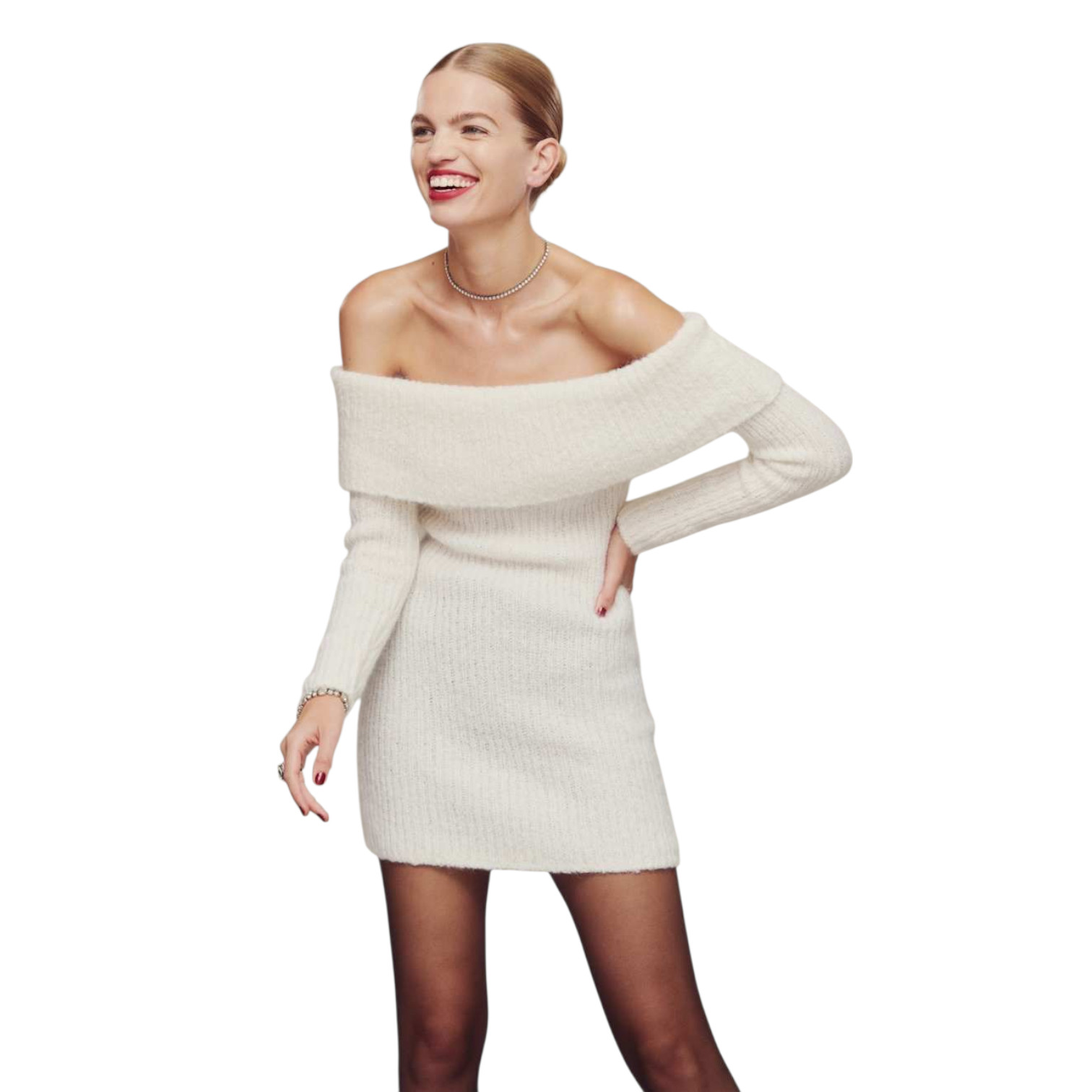 Reformation Jayne Sweater Dress Foldover Womens Med Baby Alpaca Wool Knit RARE image 7