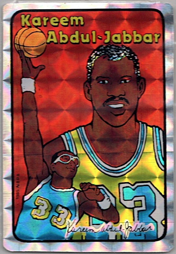 Kareem Abdul Jabbar Basketball Cards 1985 Prism Jewel Stickers trading card — raw and PSA graded price guide