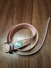 Douglas Paquette 2004 Fabric Belt Dog Lover Footprint Dog Bone L 45" Pink USA
