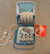 Vintage Sears  Fancy Free  Electrically Heated Hair Rollers Set Blue Travel Case
