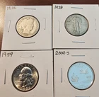 4 Generations of U.S. Quarters (1912 Barber-1926 SLQ-1959 Washington-2004 Wash)