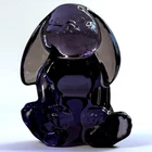 Fenton Bunny Rabbit Figurine Glass Lop Ear Art Purple Vintage Sitting Unpainted