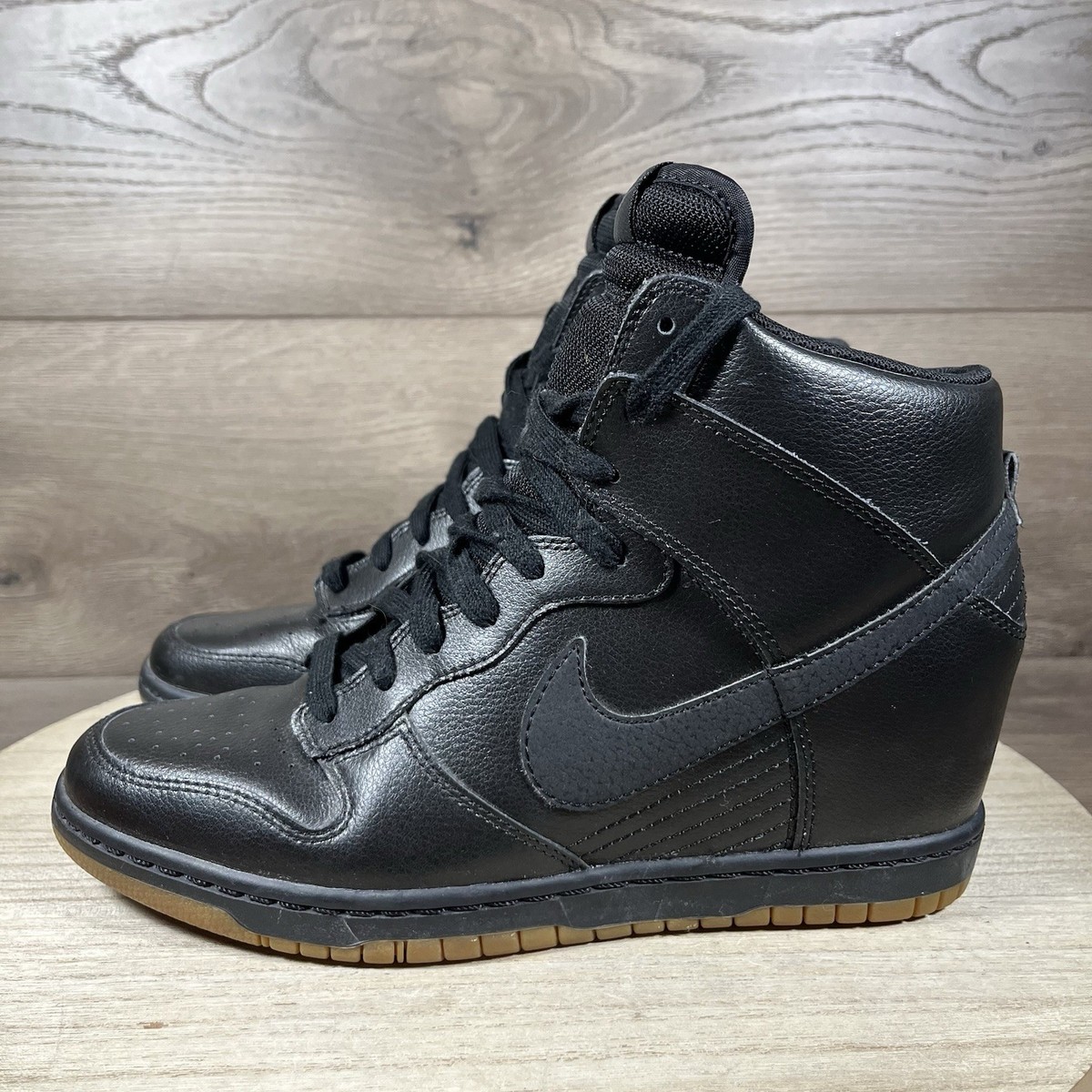 Nike Dunk Sky Hi Essential Black Gum Hidden Wedge Shoe 644877-014