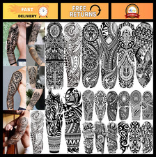 20 Extra Large Maori Full Arm Temporary Tattoos for Men  Women - Tribal Sleeve