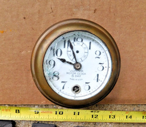 ANTIQUE JUPITER 8-DAY MOTOR CLOCK FOR VINTAGE CARS TRUCKS