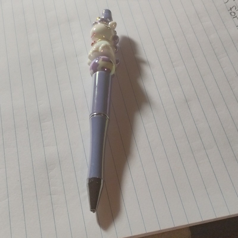 Purple Plastic Unicorn Topper Ballpoint Pen Black Ink White & Purple Topper