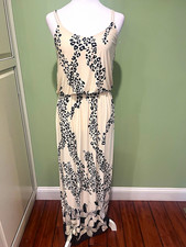 sun & moon Ivory Black Leopard Animal Print Scoop Neck Strappy Maxi Dress M