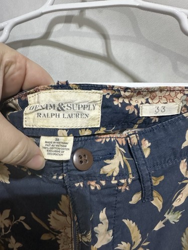 DENIM SUPPLY RALPH LAUREN Floral Shorts Sz 33 Summer Chino Cotton Polo Logo Blue - Picture 3 of 6